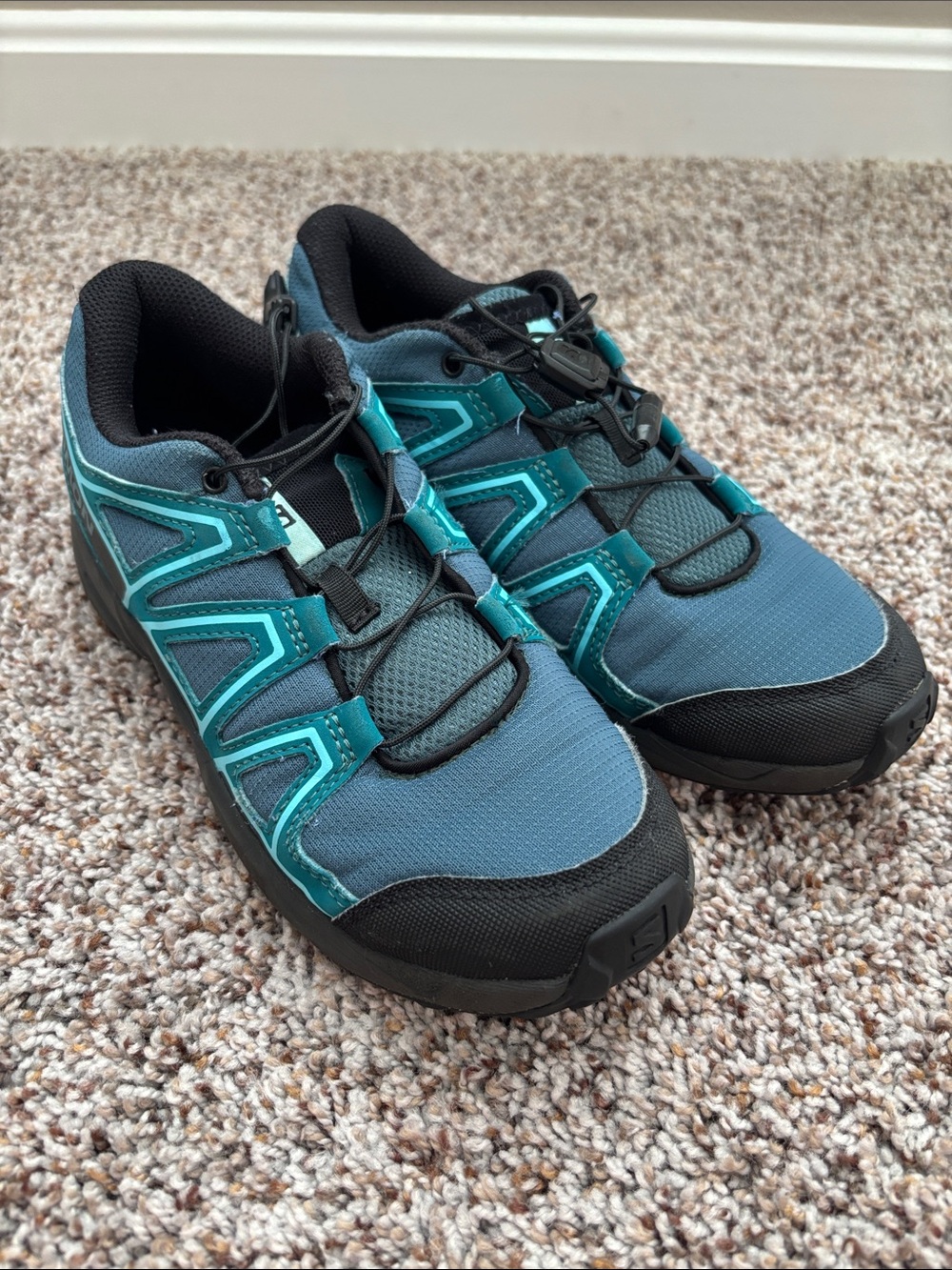 Salomon Kids Teal and Black Trail Sneakers